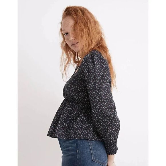 Madewell Tie-Back Peplum Top in Campden Daisies XL NWT $88 - Picture 3 of 9